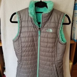 Reversible cozy Gray & Turquoise Girls Vest